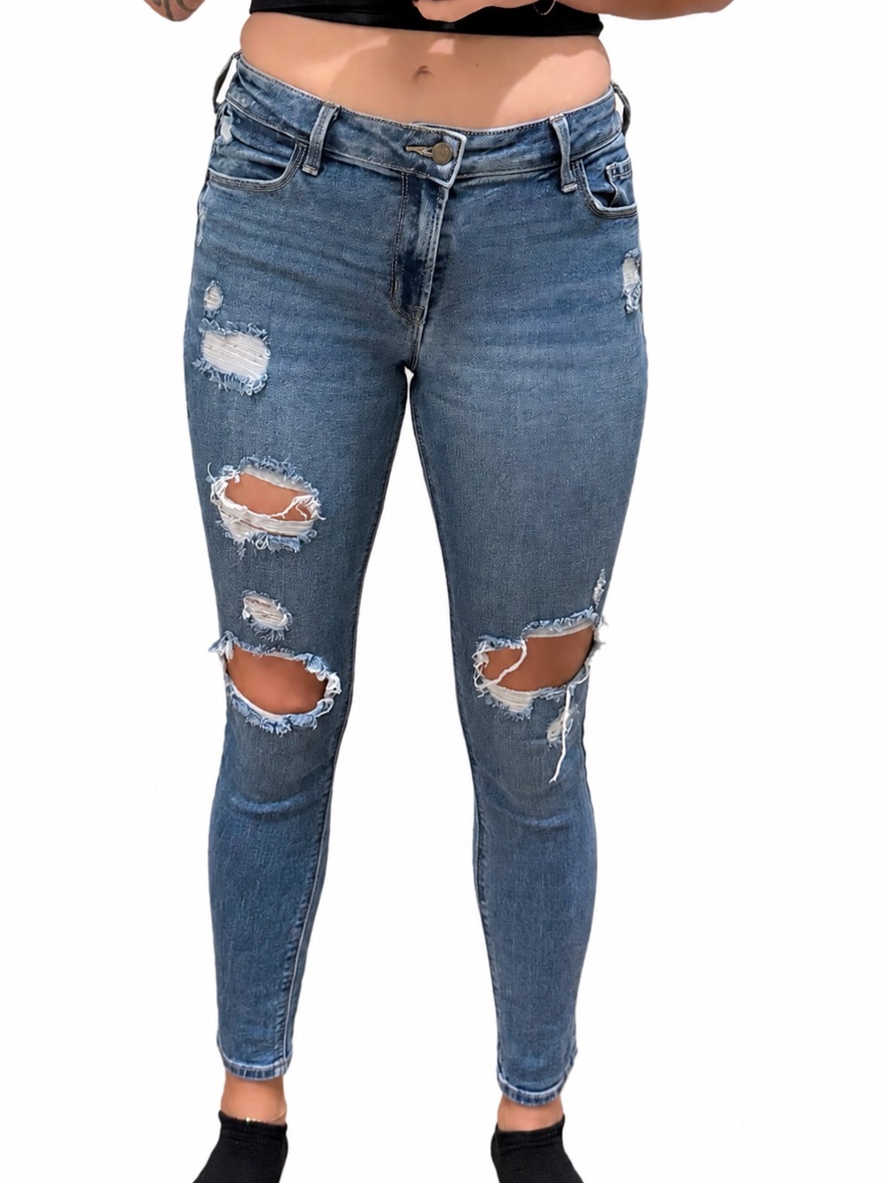 Old Navy Rockstar Super Skinny Ripped High-Rise Skinny Jeans - Blue